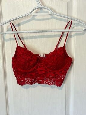 Garage Red Lace Bralette Crop Top